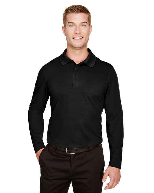 CrownLux Performance® Men's Plaited Long Sleeve Polo - DG20L