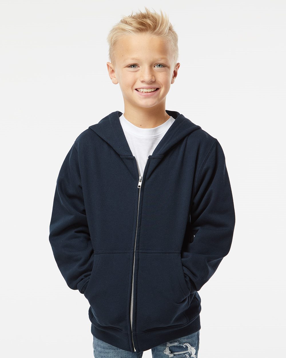 Youth Midweight Full-Zip Hooded Sweatshirt - SS4001YZ-Independent Trading Co.-WowApparelNYC-blank apparel-nyc-clothing blanks