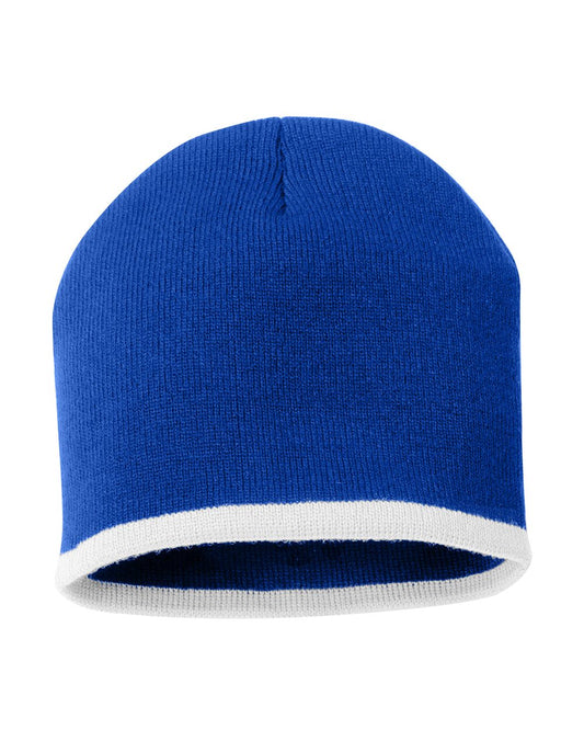 8" Bottom-Striped Beanie - SP09-Sportsman-WowApparelNYC-blank apparel-nyc-clothing blanks