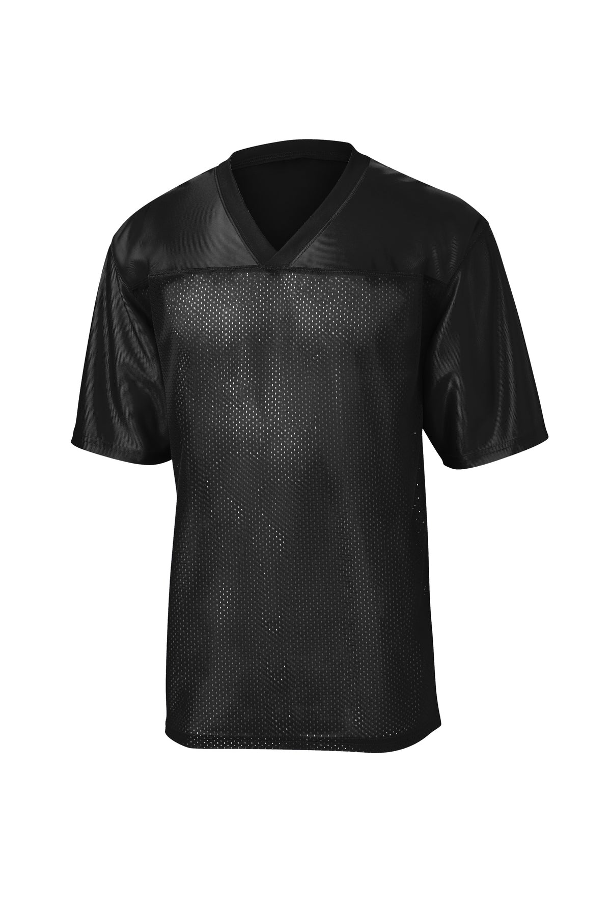 Sport-Tek ST307 PosiCharge Replica Jersey in Black, flat front view