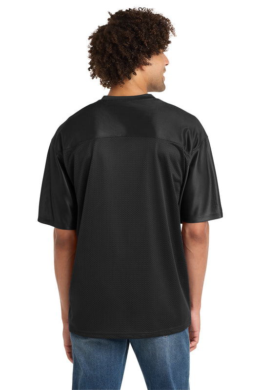 Sport-Tek ST307 PosiCharge Replica Jersey in Black, back view on model